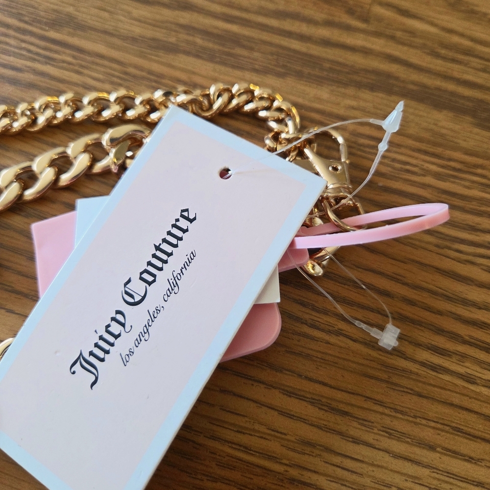 JUICY COUTURE Gold Chunky Link And Crystal Charm Belt BOLD ACCESSORIES! - Picture 2 of 13